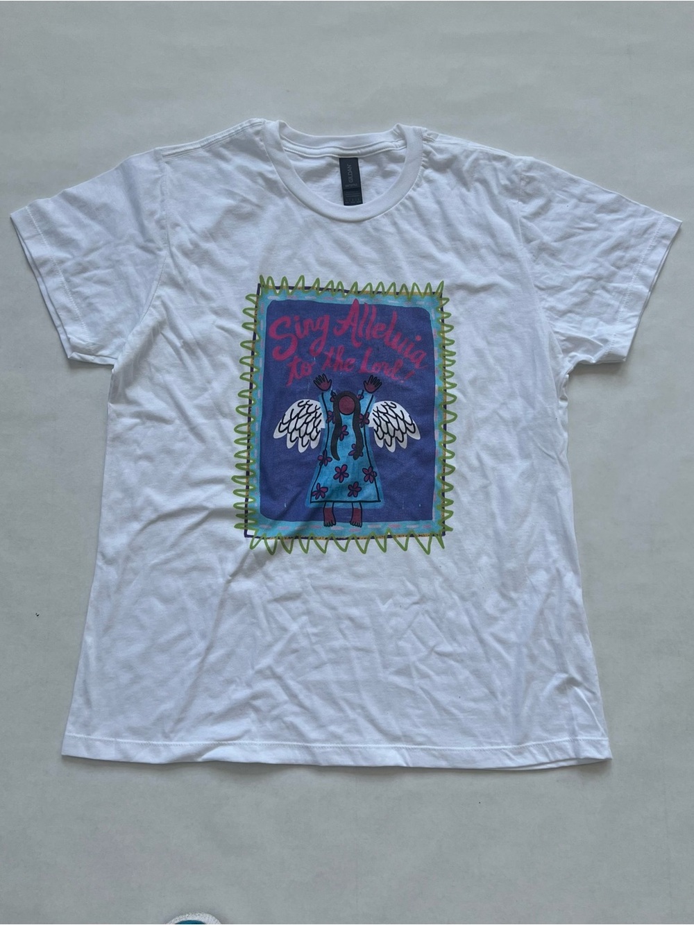 Sing Alleluia Folk Art Angel Shirt Size Large Women’s Cut T-Shirt Size Large